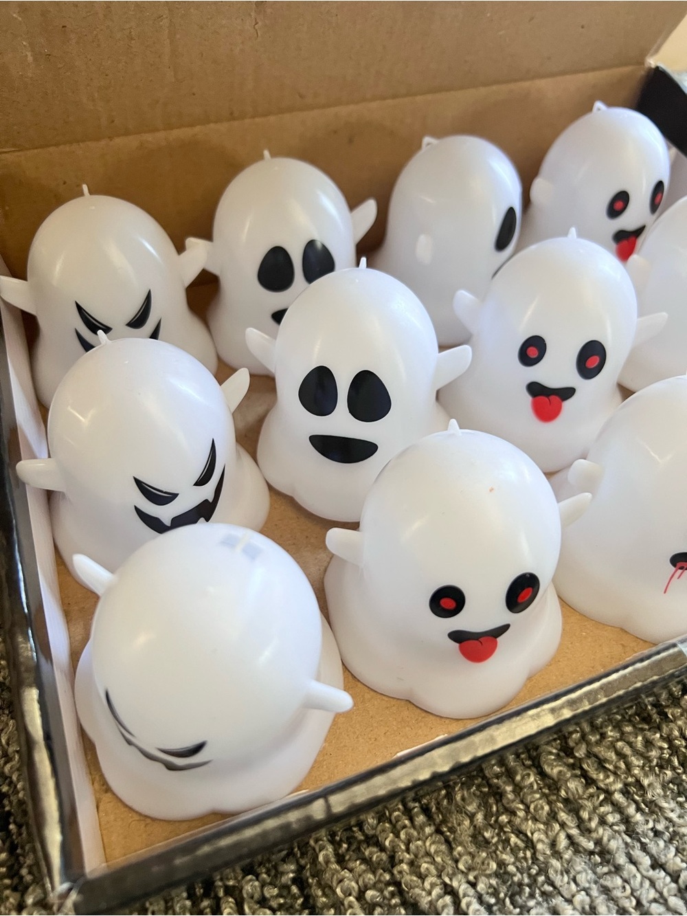 Halloween Ghost Candle Cupcake Toppers - White Ghost Faces